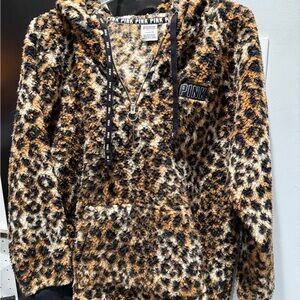 PINK Victoria's Secret Leopard Print Zip-Up Hoodie
